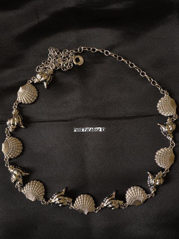 Silver seashells waist chain