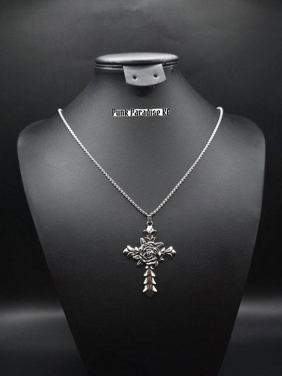 Rose thorn cross stainless steel chain