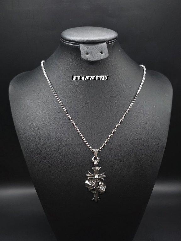 Skull cross pendant stainless steel