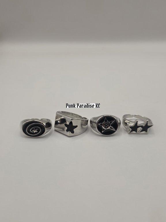 Men's 4pc silver ring set