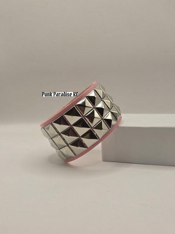 Pink leather stud bracelet
