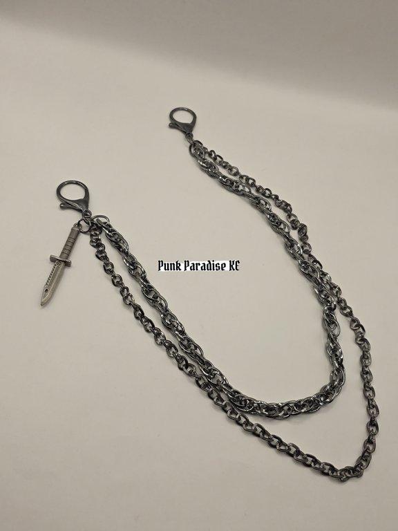 Grey knife layered pocket chain