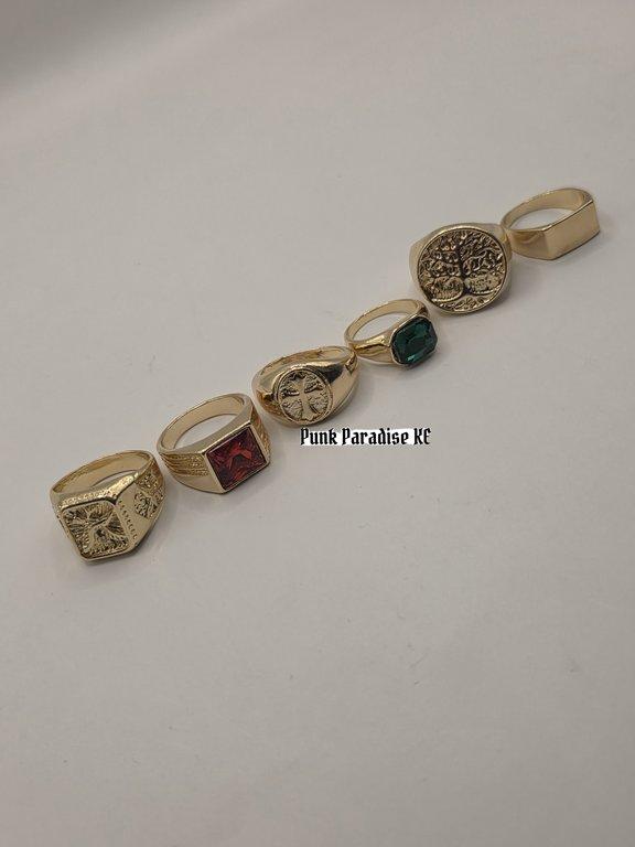 Chunky gold mens ring set