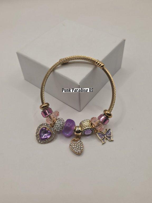 Purple heart charm bracelet
