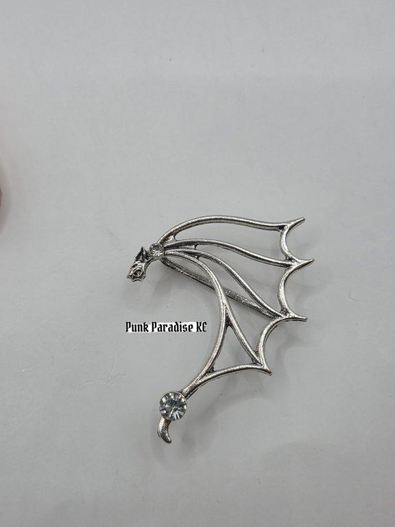 Silver winged earcuff