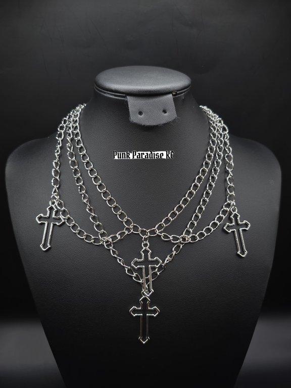 Layered gothic silver cross piece