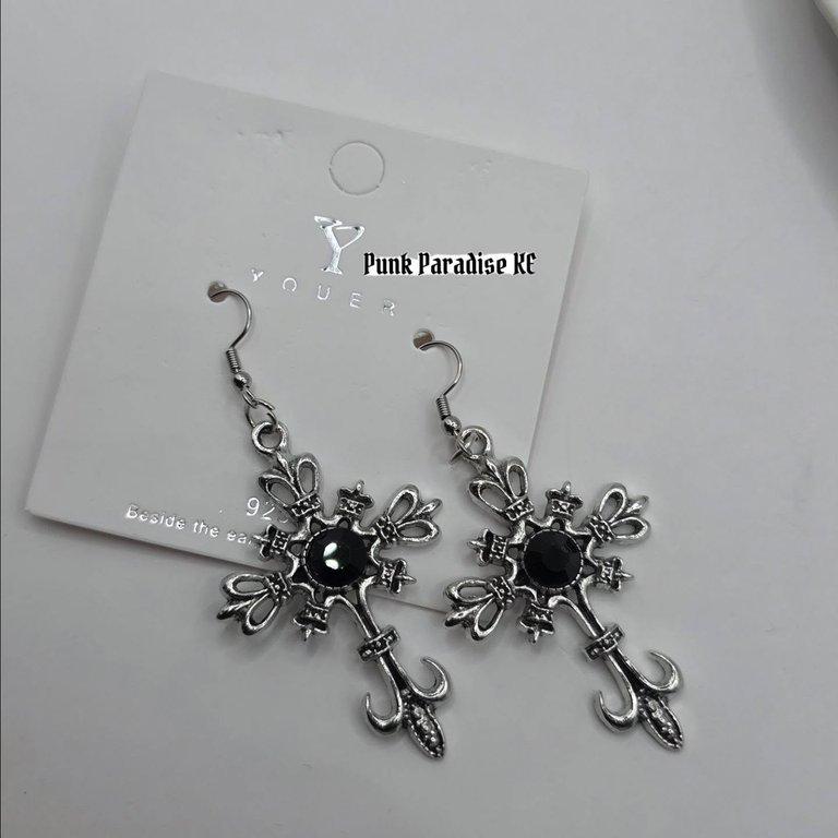 Gothic cross earrings