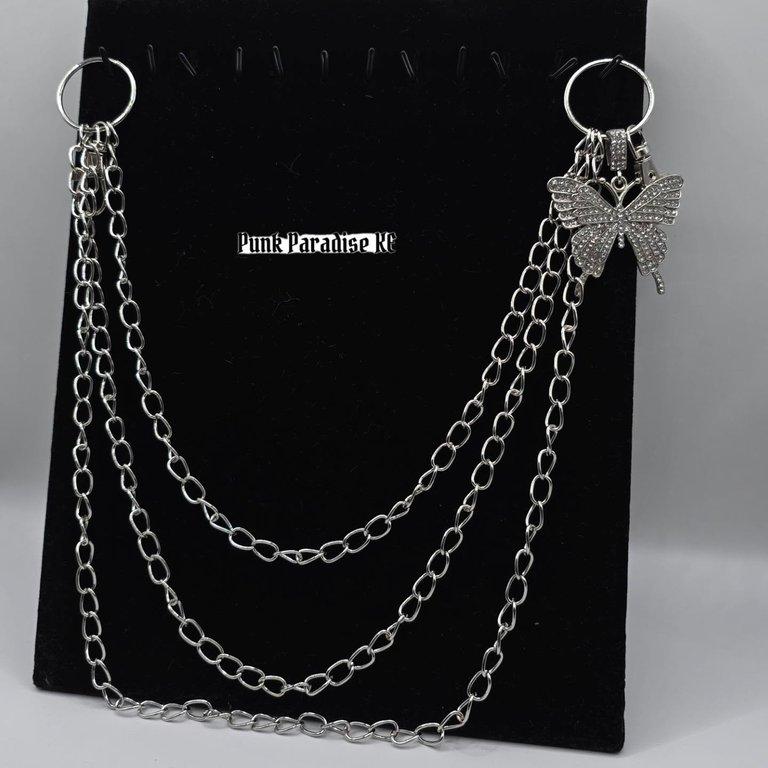 Silver butterfly pocket chain
