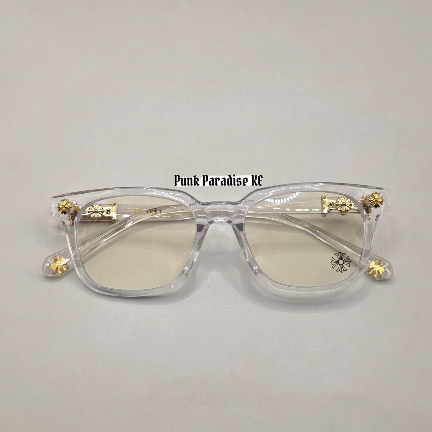 Chrome Hearts clear gold frames